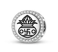 Magic Charms Plata de ley 925 Jainism Kalasha joyas Fit pulsera encanto étnico símbolos culturales regalos para mujeres