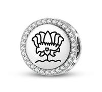 Magic Charms Plata de ley 925 Jainism Lotus joyas Fit pulsera encanto étnico símbolos culturales regalos para mujeres