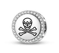 Magic Charms Plata de ley 925 Jolly Roger Pirata Flags Black Sam joyas Fit pulsera encanto étnico símbolos culturales regalos para mujeres