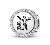 Magic Charms Plata de ley 925 Jolly Roger Pirata Flags Capitán Joyería Fit Pulsera Encanto étnico Cultural Símbolos Regalos para Mujeres