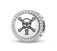 Magic Charms Plata de ley 925 Jolly Roger Pirata Flags Emanuel Wynn joyas Fit pulsera encanto étnico símbolos culturales regalos para mujeres