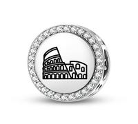Magic Charms Plata de ley 925 Roman Empire Coliseum joyas Fit pulsera encanto étnico símbolos culturales regalos para mujeres