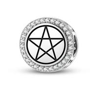 Magic Charms Plata de ley 925 Wicca Pentacle joyas Fit pulsera encanto étnico símbolos culturales regalos para mujeres