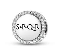 Magic Charms Pulsera de plata de ley 925 Roman Empire S.P.Q.R. Joyería Fit Pulsera encanto étnico símbolos culturales regalos para mujeres