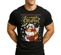 Magic Christmas Harry Hedwig Potter | Ugly Christmas Christmas - Camiseta para hombre, Negro , 3XL