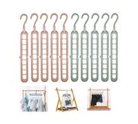 Magic Coat Hanger, Coat Hanger, Multifunctional, Rotatable, Impact-Resistant, Foldable, 10 Pieces for Dormitory and Work Place (Green + Pink)