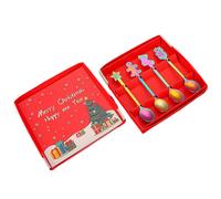 (Magic Color) Christmas Cutlery Spoon Fork Set Creative Cute Santa Snowman Fork Spoon Set For Home Party Table