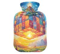 Magic Cubes - Botella de agua caliente colorida con funda suave para pies y calentador de cama, bolsa de agua caliente para calentador de pies y alivio del dolor, 1 litro