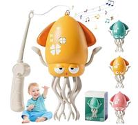 Magic Dancing Octopus Toy,Electric Auto-Avoid Crawling Octopus With Led & Music,Smart-Tentacle Self-Navigating Robotic Pet Toys,For Indoor Play & Sensory Development (Yellow, +fishing Rod-1, 1103)