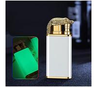 Magic Double Flame Lighter, Lighter Outdoor Windproof Lighter Dual ARC Lighter,Electric Lighters,CrocodileLighter,Multifunctional Waterproof Design Crocodile Shape Lighter. (White Crocodile-Luminous)