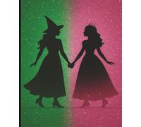 Magic Duo Journal: Pink & Green Glitter Notebook with Witch Silhouettes - 120 Pages, Lined, 7.5×9.25