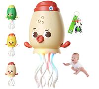 Magic Electric Dancing Octopus Toy, Dancing Squid Toy, Electric Crawling Octopus Toys with LED Lighting & Music, Rechargeable Automatic Evasion for Indoor Cat Dog or Birthday Gifts (Oatmeal-White)