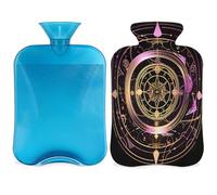 Magic Ethnic - Botella de agua caliente pintada con funda, bolsa de agua caliente de 2 litros para aliviar el dolor, cuello suave y hombros, calentador de pies de mano, compresa fría y caliente para