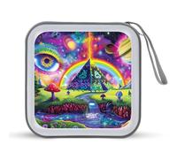 Magic Evil Eyes - Funda protectora de plástico duro con diseño de hongos egipcios, diseño de pirámide egipcia con cordón, organizador de almacenamiento portátil para el hogar, coche, 40 CD, Estilo