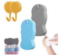 Magic Exfoliating Bath Sponge Body Scrubber, 3D Super Soft Exfoliating Bath Sponge, Skin Friendly and Reusable for Adults Women and Men-Gentle cleansing (Gray+Blue)
