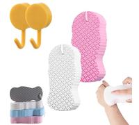 Magic Exfoliating Bath Sponge Body Scrubber, 3D Super Soft Exfoliating Bath Sponge, Skin Friendly and Reusable for Adults Women and Men-Gentle cleansing (White+Pink)