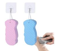 Magic Exfoliating Bath Sponge,Exfoliating Ultra Soft Bath Body Shower Sponge, 3D for Removing Dead Skin,Skin Friendly and Reusable for Adults (2pcs-Pink & blue)