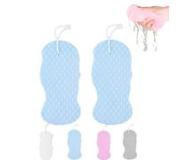 Magic Exfoliating Bath Sponge, Radiant Skin Sponge, 3D Super Soft Exfoliating Bath Sponge, Body Exfoliating Massager Brush, Dead Skin Remover for Body & Face (Blue2PCS)