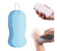 Magic Exfoliating Body Scrubber, esponja de baño exfoliante 3D súper suave, agradable a la piel y reutilizable para adultos, mujeres y hombres (azul)