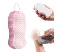 Magic Exfoliating Body Scrubber, esponja de baño exfoliante 3D súper suave, agradable a la piel y reutilizable para adultos, mujeres y hombres (rosa)