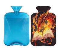 Magic Fiery Dragon - Botella de agua caliente con funda, bolsa de agua caliente de 2 litros para aliviar el dolor, cuello y hombros, calentador de manos y pies