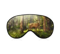 Magic Forest Mystery Deer Bear Pattern Sleep Mask Eye Parche Eyeshade con correa elástica Cover Sleeping para hombres, mujeres y niños