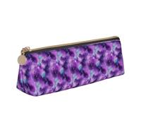 Magic Galaxy Sky - Estuche triangular de cuero con estampado morado con cremallera para niños y niñas, para el trabajo y la escuela, White, Talla única, Neceser de maquillaje