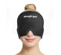 Magic Gel Gorro Migraña Frío - Antifaz Migraña con Gel Frío 180°, Máscara Migraña y Bolsa de Gel para Dolor de Cabeza, Alivio de Migrañas y Crioterapia para Frente y Ojos (Negro)