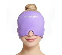 Magic Gel Gorro Migraña Frío - Antifaz Migraña con Gel Frío 180°, Máscara Migraña y Bolsa de Gel para Dolor de Cabeza, Alivio de Migrañas y Crioterapia para Frente y Ojos (Morado)