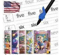 Magic Grooved Writing Practice - 5 cuadernos de trabajo en inglés para niños de 3 a 5 años, libro de práctica de trazado preescolar, escritura a mano reutilizable sin lágrimas, cuaderno de 4 temas que