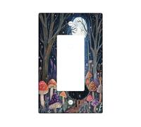 Magic Halloween Witch - Placa decorativa para interruptor de luz, 1 banda, balancín individual, placa frontal eléctrica de hongos del bosque vintage para cocina, baño, decoración de cubierta de