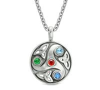 Magic Human Joyería femenina sagrada - Amuleto de energía de diosa nudo de la Trinidad Celta - Collar con colgante de cristales espirituales, Cristal austriaco, No es una piedra preciosa