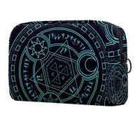 Magic Incantation Circle with Alphabets - Bolsa de cosméticos para mujer, neceser de viaje, bolsa organizadora de maquillaje grande con cremallera, multicolor, 18.5x7.5x13cm/7.3x3x5.1in, Neceser