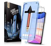 MAGIC JOHN 2 unidades para iPhone 11/iPhone XR para cristal blindado (6,1 pulgadas), eliminación de polvo de coche, dureza 9H, protector de pantalla ultra transparente, sin burbujas