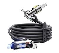 MAGIC JOHN 240 W 4-in-1 USB C Cable, Charging Cable, USB C, Fast Charging & Data Synchronisation Multi Charging Cable for iPhone, iPad, Samsung, Laptop, Multi-Device Charging, 1.2 m, Black