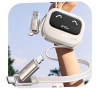 MAGIC JOHN 240W Multi USB C Cable, 4-in-1 Super-Fast Charging Cable (1,2 M), 7-Stop Retractable, USB A/C to C/L, Compatible with iPhone Series, iPad, Samsung, Pixel and More, Gifts, Gold