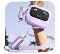 MAGIC JOHN 240W Multi USB C Cable, 4-in-1 Super-Fast Charging Cable (1,2 M), 7-Stop Retractable, USB A/C to C/L, Compatible with iPhone Series, iPad, Samsung, Pixel and More, Gifts, Purple