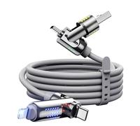 MAGIC JOHN Cable USB-C 4 en 1 de 240 W, Cable de Carga Rápida y Sincronización de Datos, Compatible con iPhone, iPad, Samsung, Ordenadores Portátiles, Carga Múltiple, 1,2 m, Gris