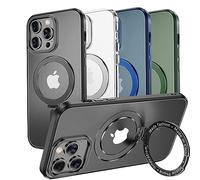 MAGIC JOHN Funda para iPhone 11 Pro Max [compatible con Magsafe] [con soporte de metal magnético] [grado militar a prueba de golpes] [antiamarilleamiento], parte trasera mate translúcida con borde