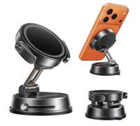 MAGIC JOHN Para soporte de teléfono inteligente de coche, dispositivo de doble abrazadera de seguridad, ventosa al vacío, 2500 gf magnético, ajustable 360°, para diferentes escenarios