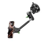 MAGIC JOHN Soporte para teléfono móvil para coche, giratorio 360°, fuerte succión y abrazadera estable, soporte para coche para iPhone Samsung, coche para smartphone de 4 a 7 pulgadas (largo)