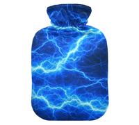 Magic Lightning - Bolsa de agua caliente con funda, 1 L, a prueba de fugas, para calentador de manos, pies, cuello, hombros, espalda, alivio del dolor muscular, compresa fría