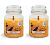 Magic Lights - Vela en tarro de 510 gr Tropical Vibes - Papaya - Mango con cera vegetal mín. 75% - mecha de madera natural que crepita, fabricada en Italia (Paquete de 2)