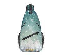 Magic Lotus Floral Sling Bag Mochila cruzada de viaje Mochila de pecho para hombres y mujeres, hombros izquierdo y derecho ajustables Senderismo Mochila informal