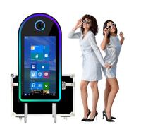 Magic Mirror - Cabina de fotos con espejo para selfie, pantalla táctil de 32 pulgadas, máquina de cabina de fotos con marco LED RGB de luz de anillo, para actividades de fiesta, funda de vuelo, color