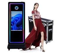 Magic Mirror - Cabina de fotos con pantalla táctil de 32 pulgadas con luz RGB, compatible con cámaras e impresoras, adecuada para actividades en interiores y exteriores (máquina de cabina de foto)