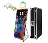 Magic Mirror - Cabina de fotos de 65 pulgadas, portátil con pantalla táctil de 32 pulgadas con impresora, espejo selfie para alquiler de eventos (blanco, pantalla de 65 pulgadas + mini impresora)