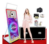 Magic Mirror - Máquina de fotomatón, Mini PC integrada, luz RGB y sincronización de música para Alquiler de Fiesta de Boda (máquina de 65", Pantalla táctil de 43") (Blanco,Juego Completo)