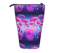Magic Mushroom - Estuche retráctil vertical para lápices, maquillaje, bolsa de almacenamiento para bolígrafos, lápices y objetos pequeños, Black, Talla única, Neceser de maquillaje