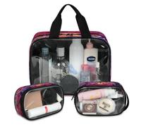 Magic Mushroom Forest - Bolsa de maquillaje de viaje colorida para mujeres y hombres, bolsas de cosméticos translúcidas, 3 piezas, bolsa grande para ducha, organizador de artículos de tocador, color,
